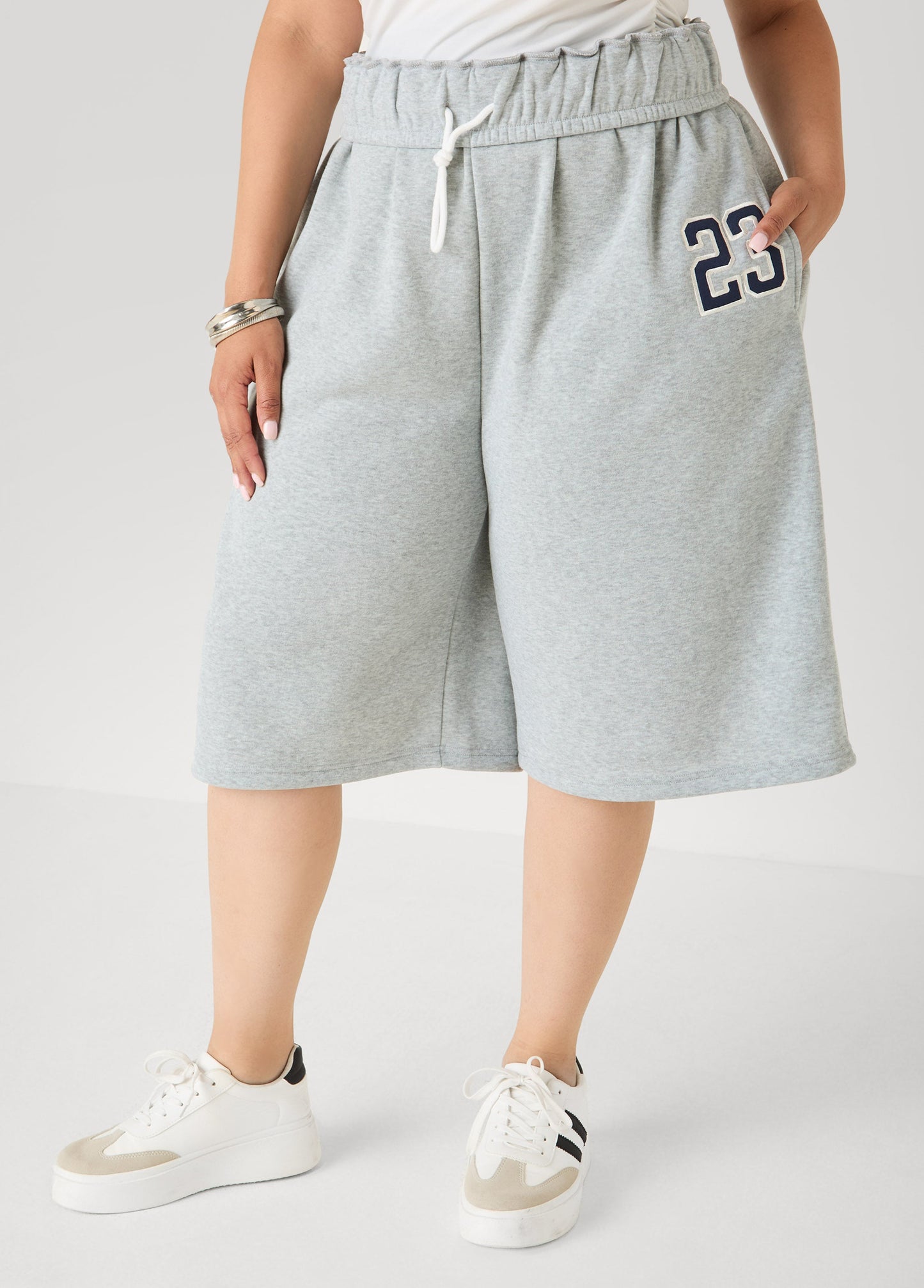 Ashley Stewart Foldover Drawstring Shorts Peacoat