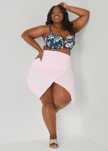 Ashley Stewart Asymmetric Hem Swim Skort Pink