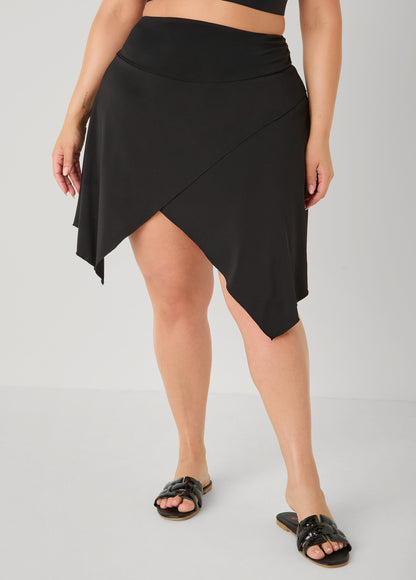 Ashley Stewart Asymmetric Swim Skort Black