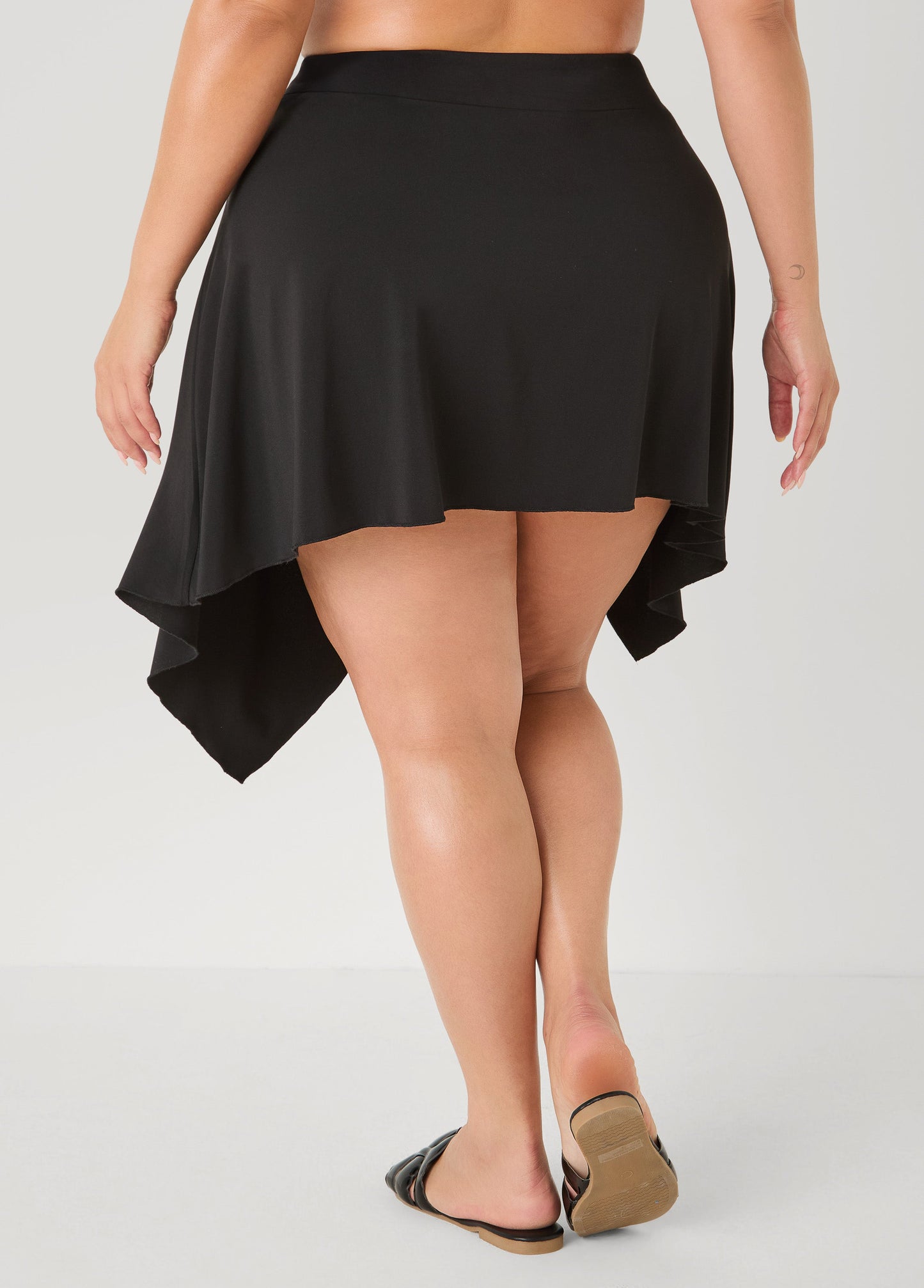 Ashley Stewart Asymmetric Swim Skort Black