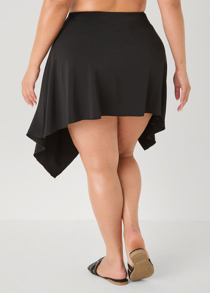 Ashley Stewart Asymmetric Swim Skort Black