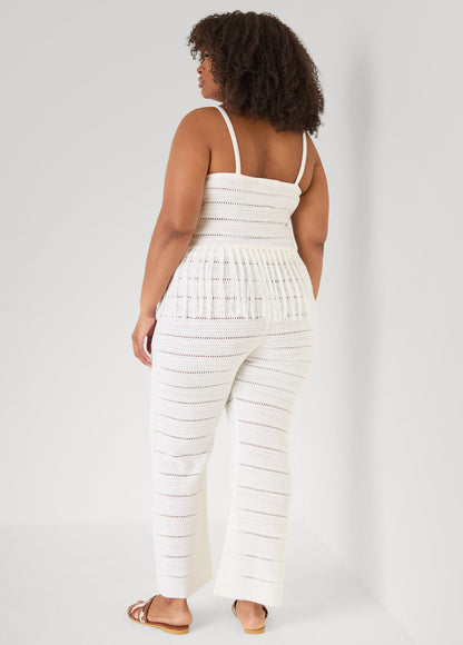 Ashley Stewart Beaded Fringe Crochet Coverup Set White