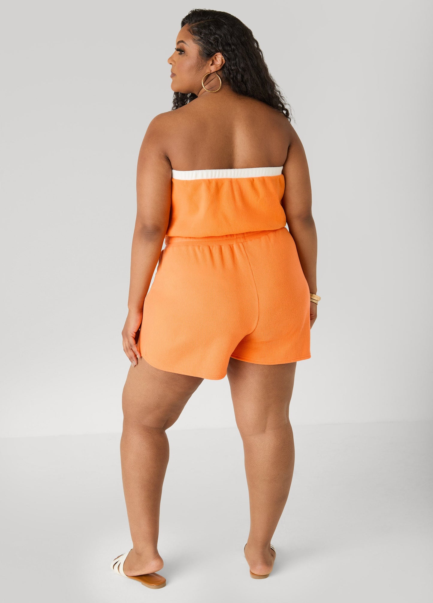 Ashley Stewart Moon To Noon Strapless Romper Pink