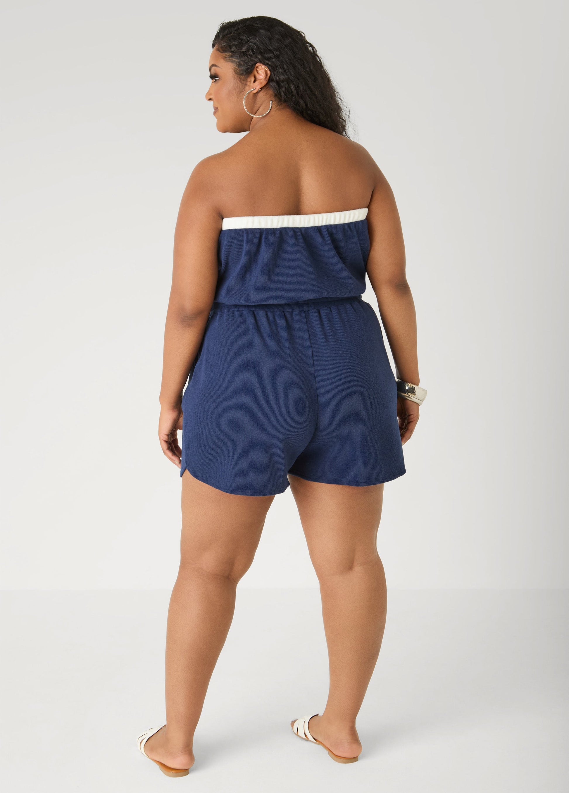 Ashley Stewart Moon To Noon Strapless Romper Pink