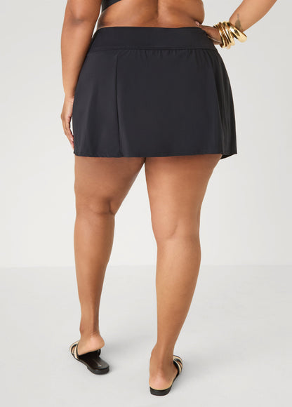 Ashley Stewart High Waist Swim Skort Black