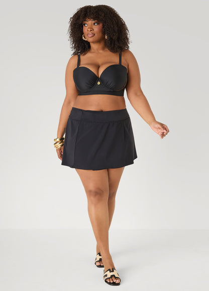 Ashley Stewart High Waist Swim Skort Black