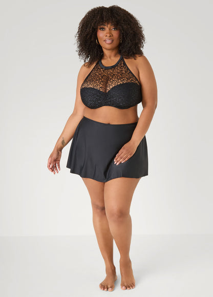 Ashley Stewart Knitted Halter Bikini Top Black