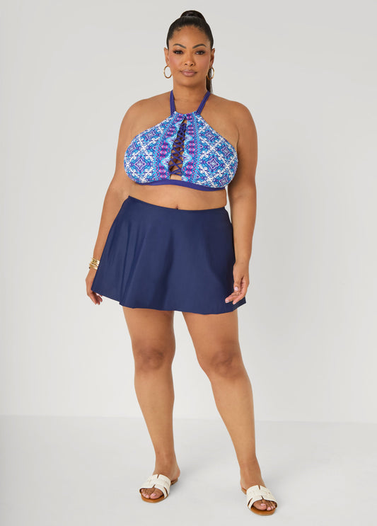 Ashley Stewart Layered Swim Skirt Navy