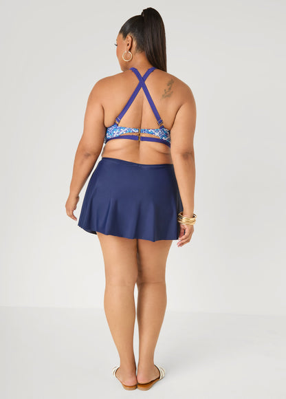 Ashley Stewart Layered Swim Skirt Navy