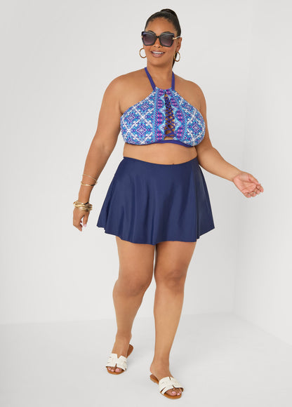 Ashley Stewart Layered Swim Skirt Navy
