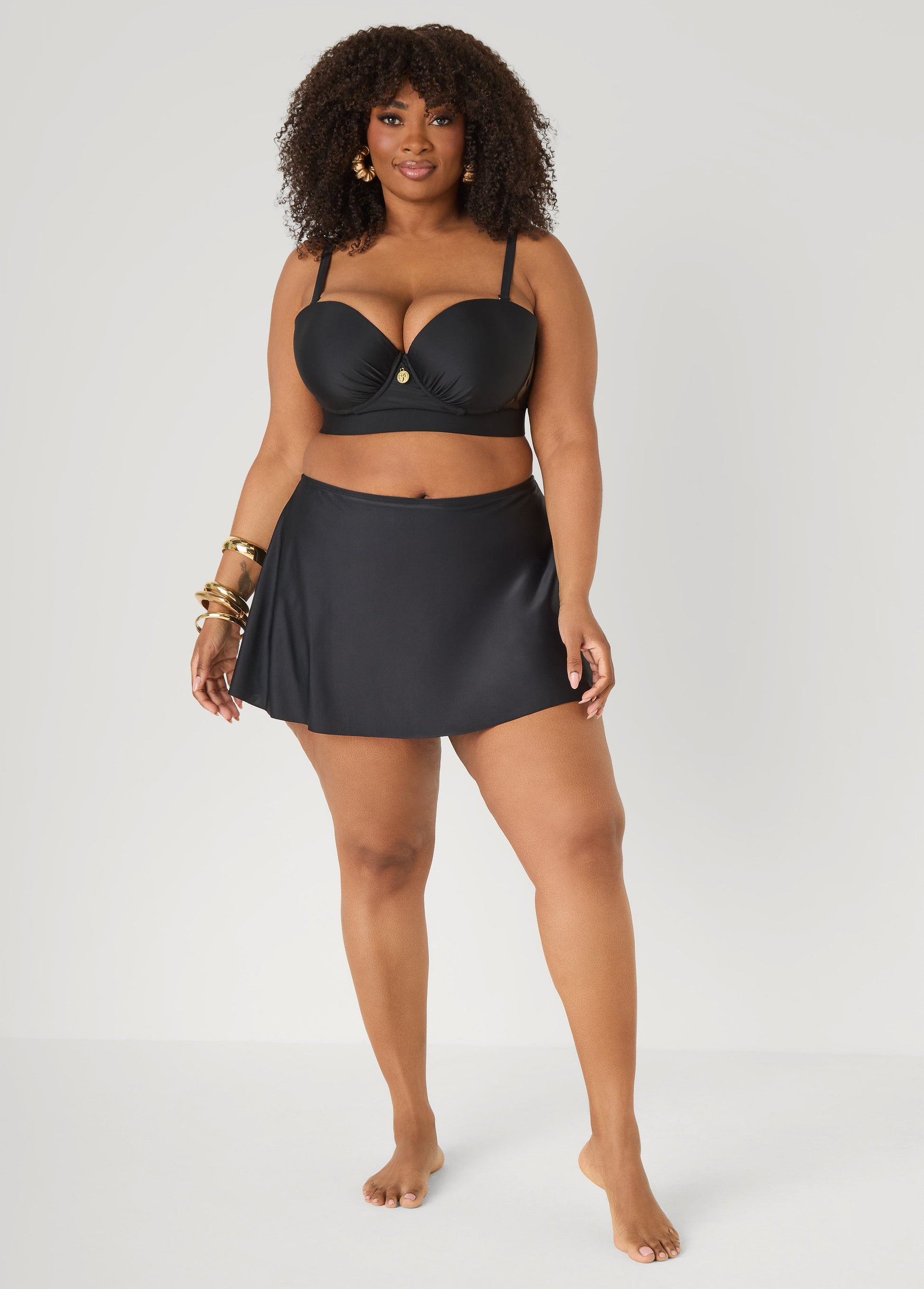 Ashley Stewart High Waist Swim Skirt Black