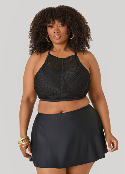 Ashley Stewart Crochet Bikini Top Black