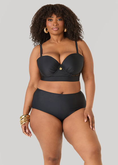 Ashley Stewart Convertible Mesh Bikini Top Black