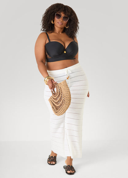 Ashley Stewart Convertible Mesh Bikini Top Black