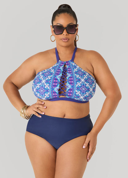 Ashley Stewart High Rise Swim Briefs Navy
