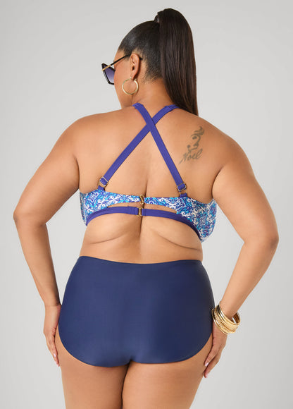 Ashley Stewart High Rise Swim Briefs Navy