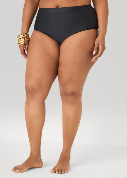 Ashley Stewart High Waist Swim Briefs Black