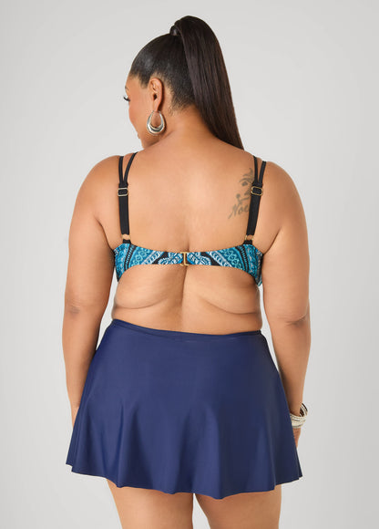 Ashley Stewart Caged Printed Bikini Top Navy