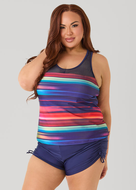 Ashley Stewart Striped Tankini Set Multi