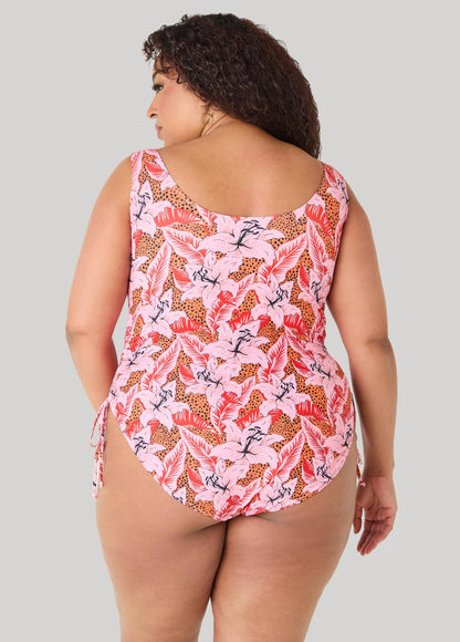 Ashley Stewart Floral Drawstring Swimsuit Multi