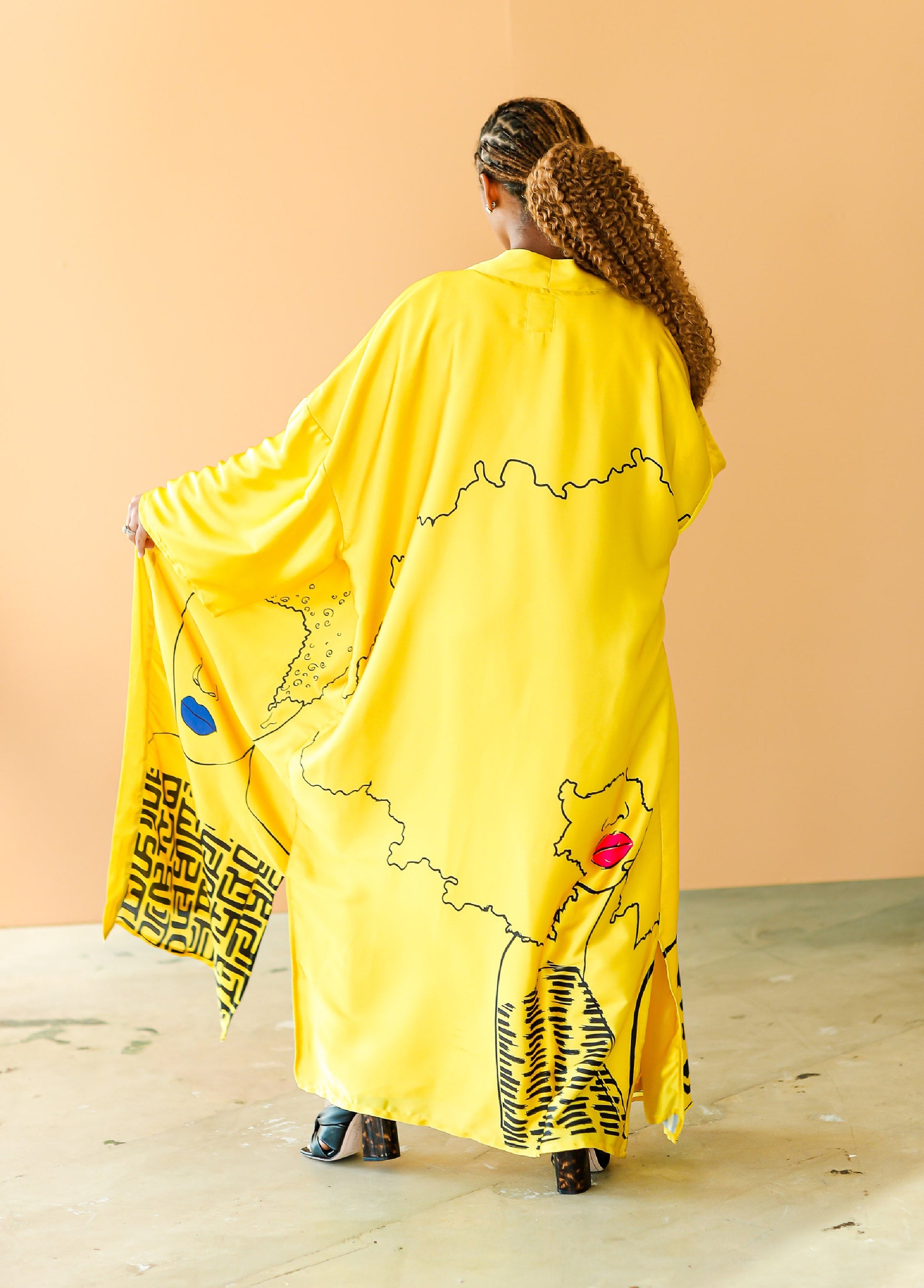 Ashley Stewart Pardon My Fro™ Mahogany Kimono Yellow