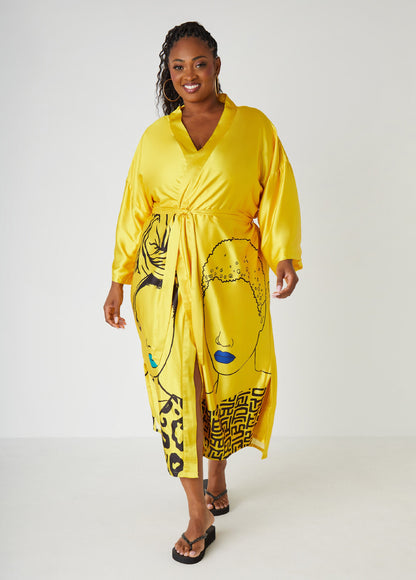 Ashley Stewart Pardon My Fro™ Mahogany Kimono Yellow