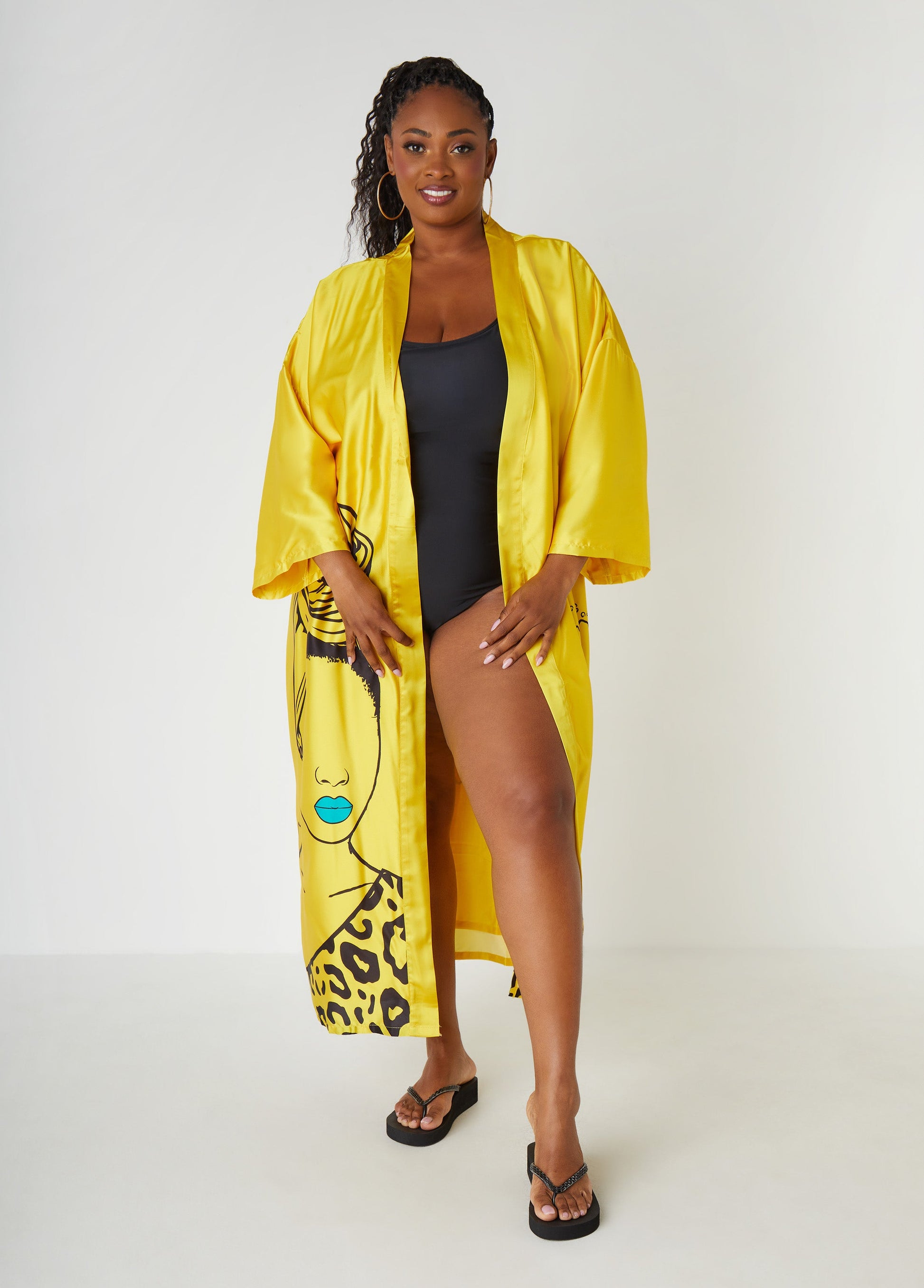 Ashley Stewart Pardon My Fro™ Mahogany Kimono Yellow