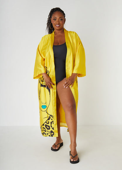 Ashley Stewart Pardon My Fro™ Mahogany Kimono Yellow