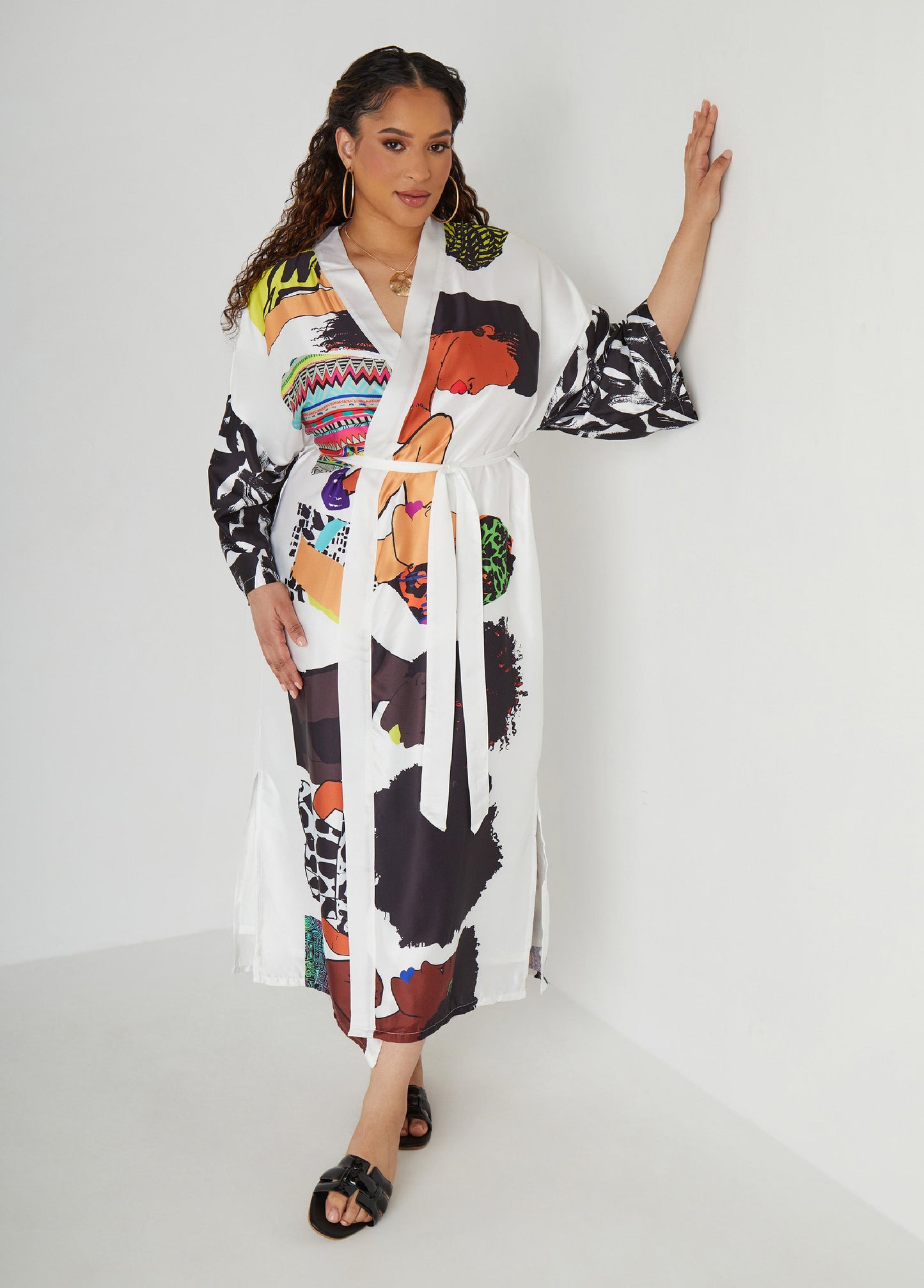Ashley Stewart Pardon My Fro™ The Squad Kimono Black