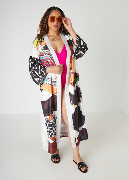 Ashley Stewart Pardon My Fro™ The Squad Kimono Black