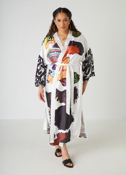 Ashley Stewart Pardon My Fro™ The Squad Kimono Black