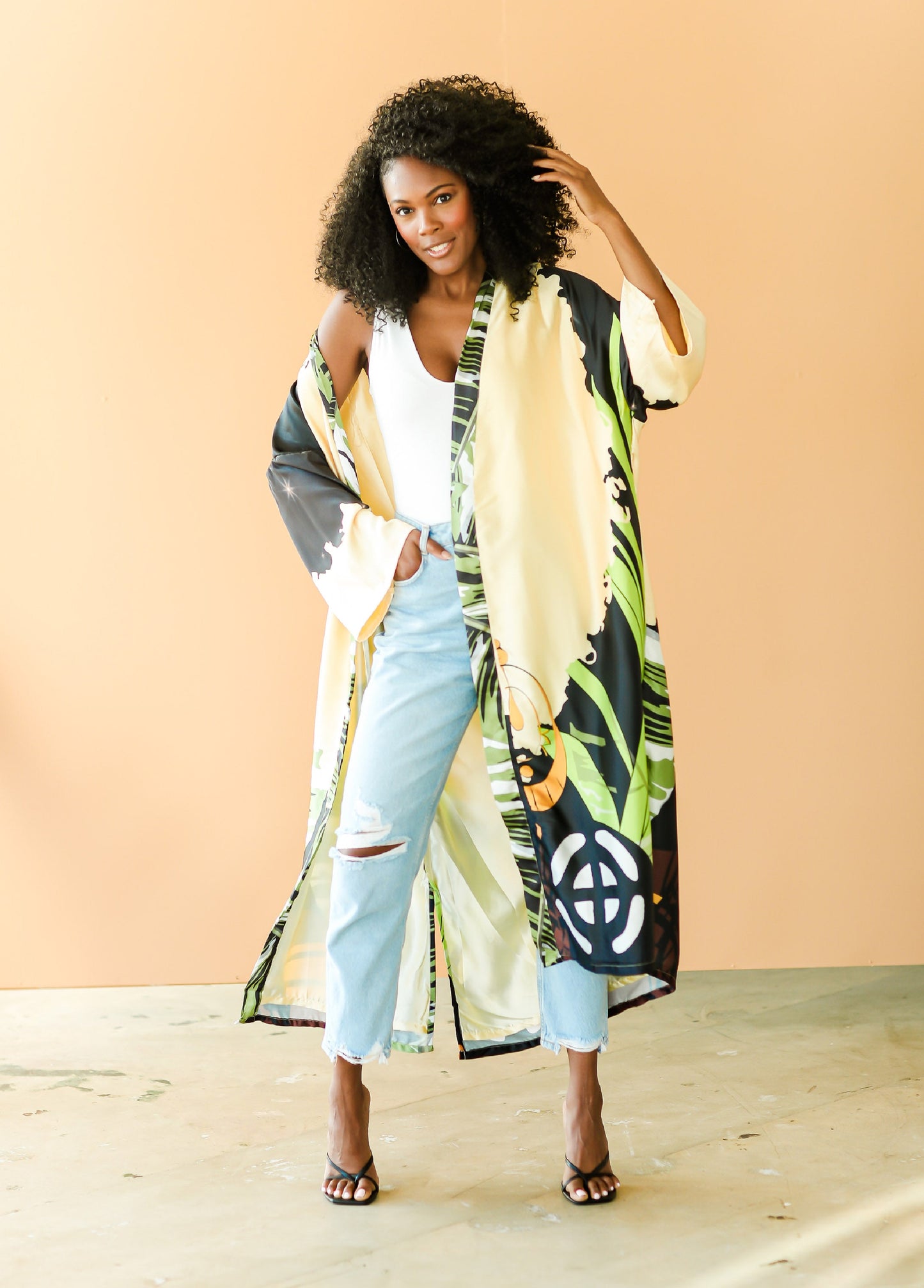 Ashley Stewart Pardon My Fro™ Ziggy Kimono Black