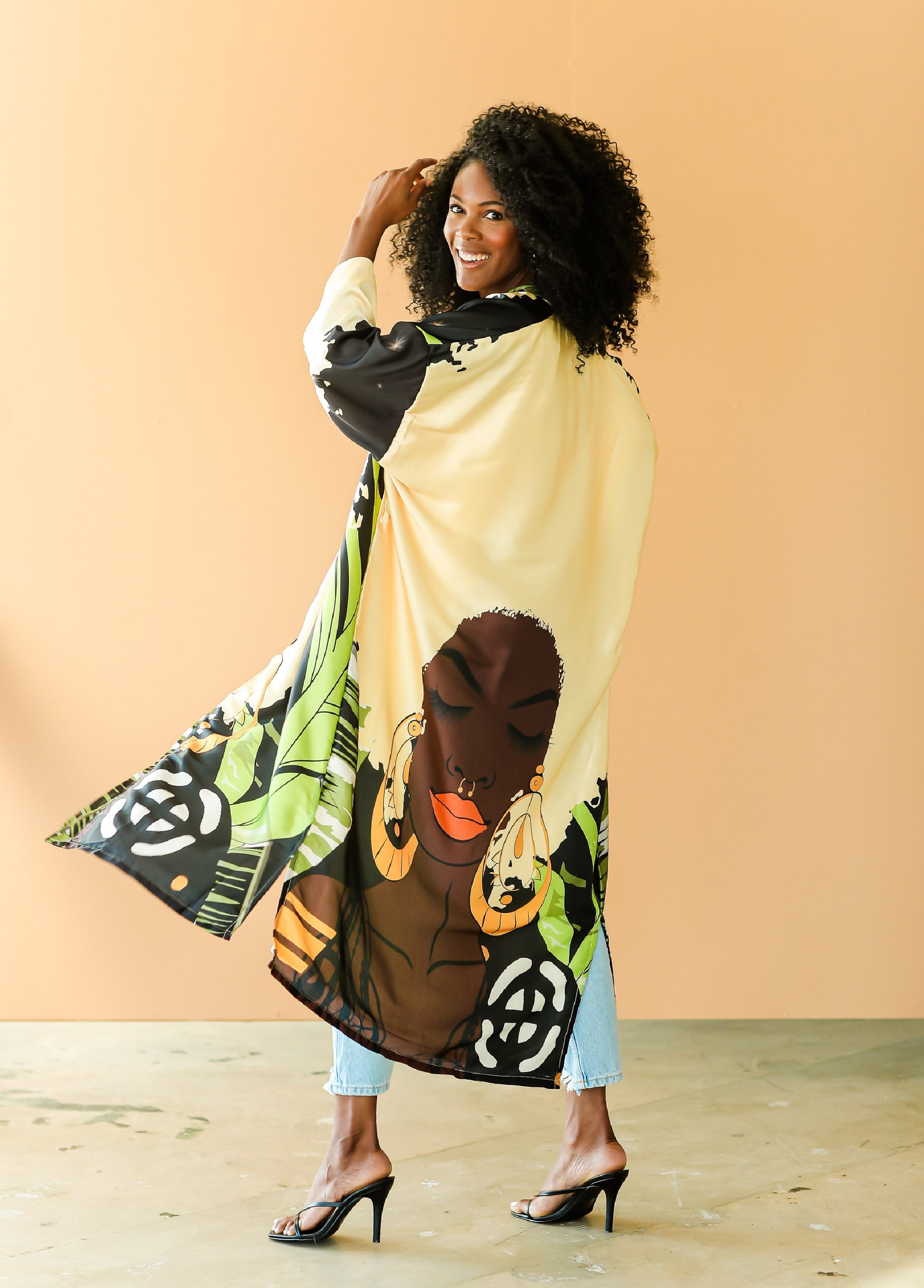 Ashley Stewart Pardon My Fro™ Ziggy Kimono Black