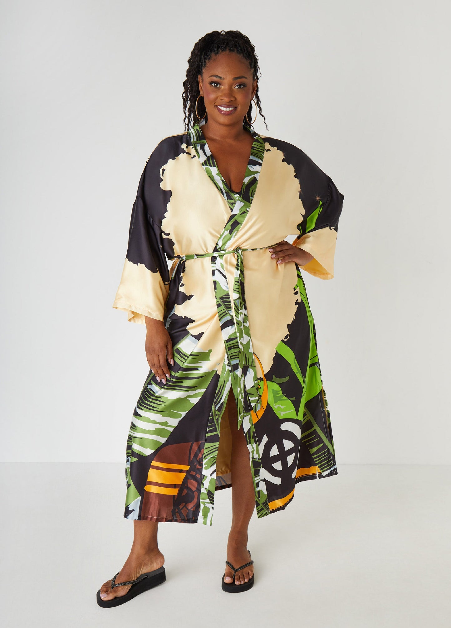 Ashley Stewart Pardon My Fro™ Ziggy Kimono Black
