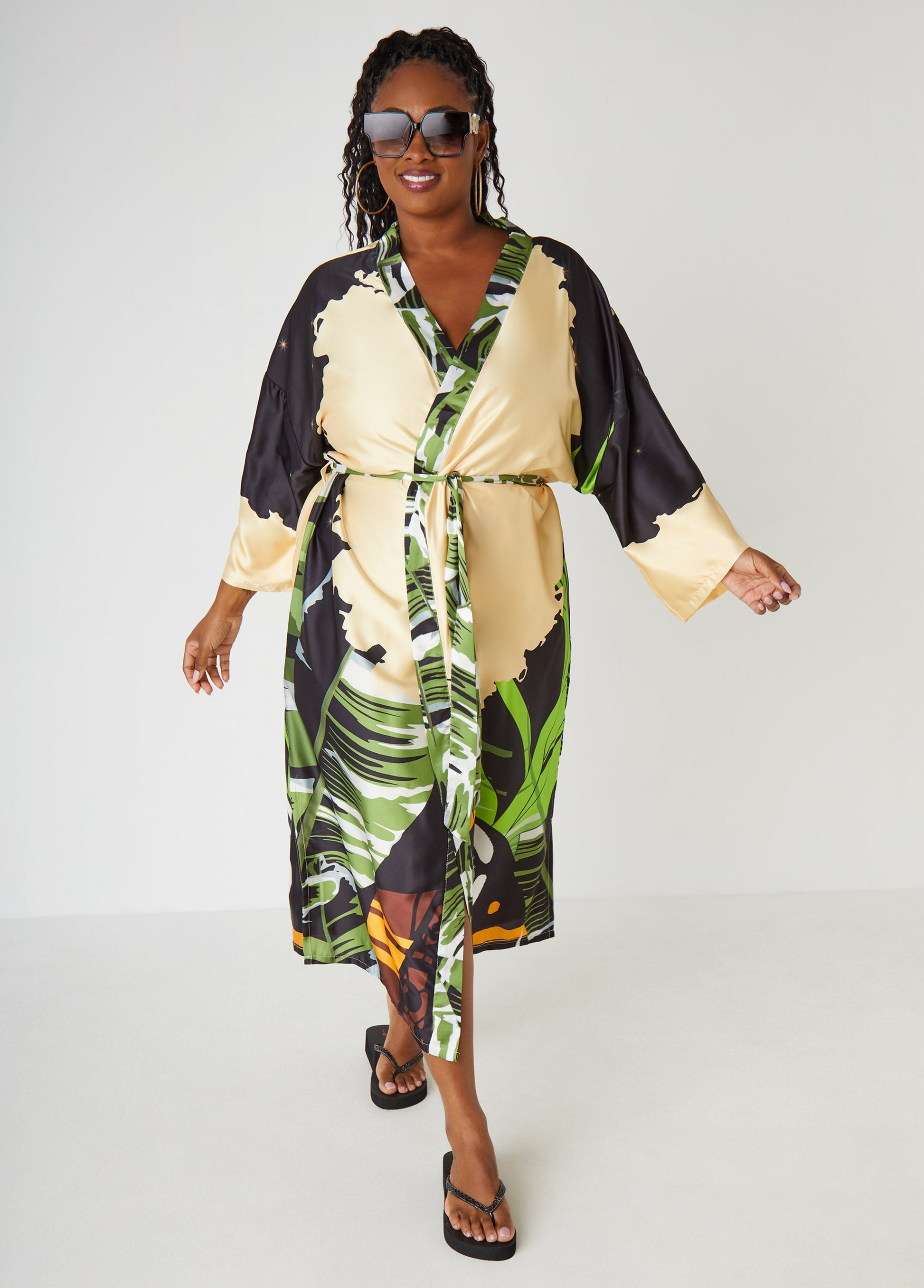 Ashley Stewart Pardon My Fro™ Ziggy Kimono Black
