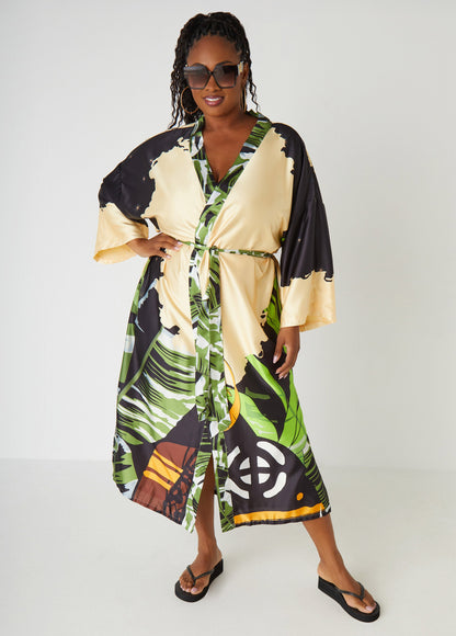 Ashley Stewart Pardon My Fro™ Ziggy Kimono Black