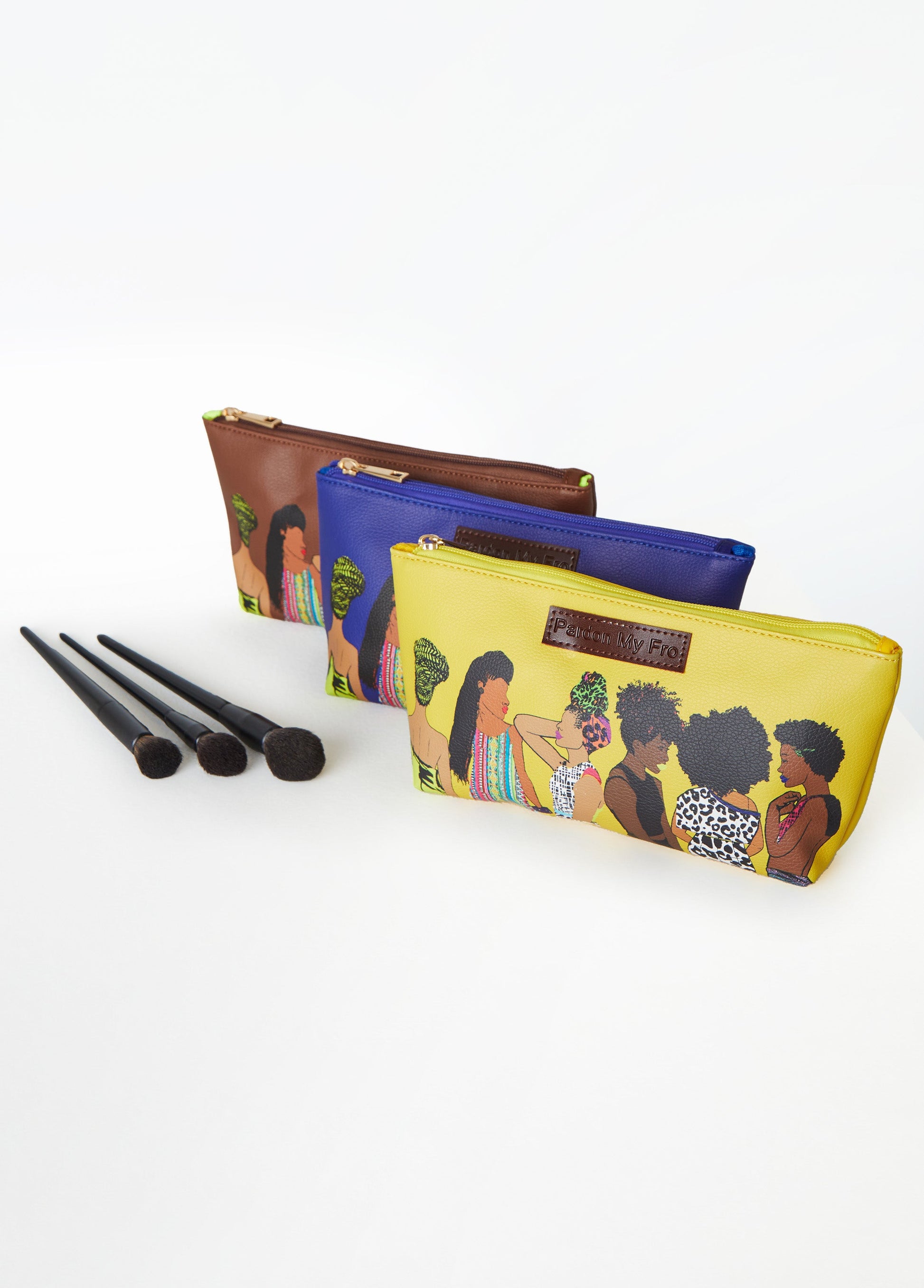 Ashley Stewart Pardon My Fro™ The Squad Cosmetic Bag Yellow