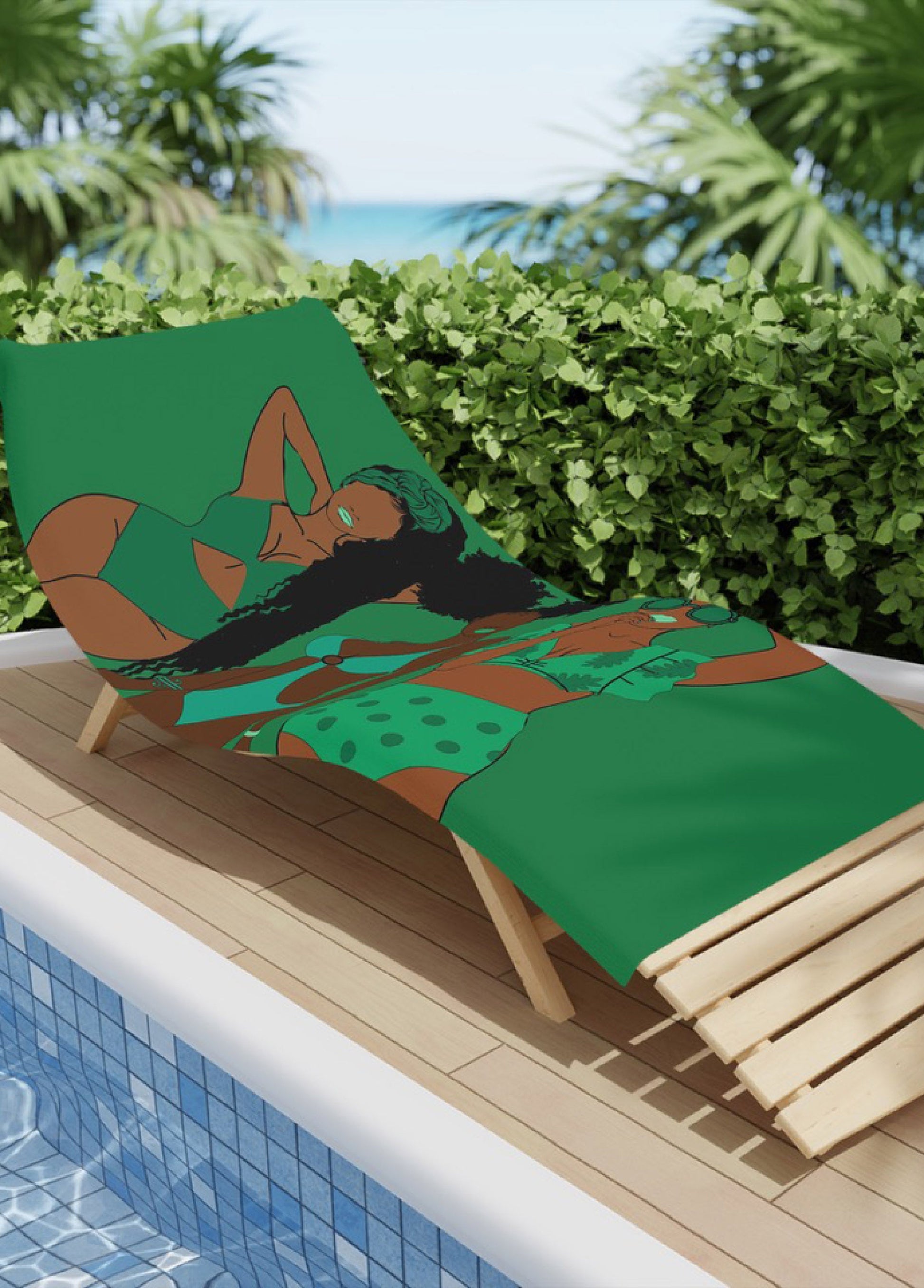 Ashley Stewart Pardon My Fro™ Summer Beach Towel Green