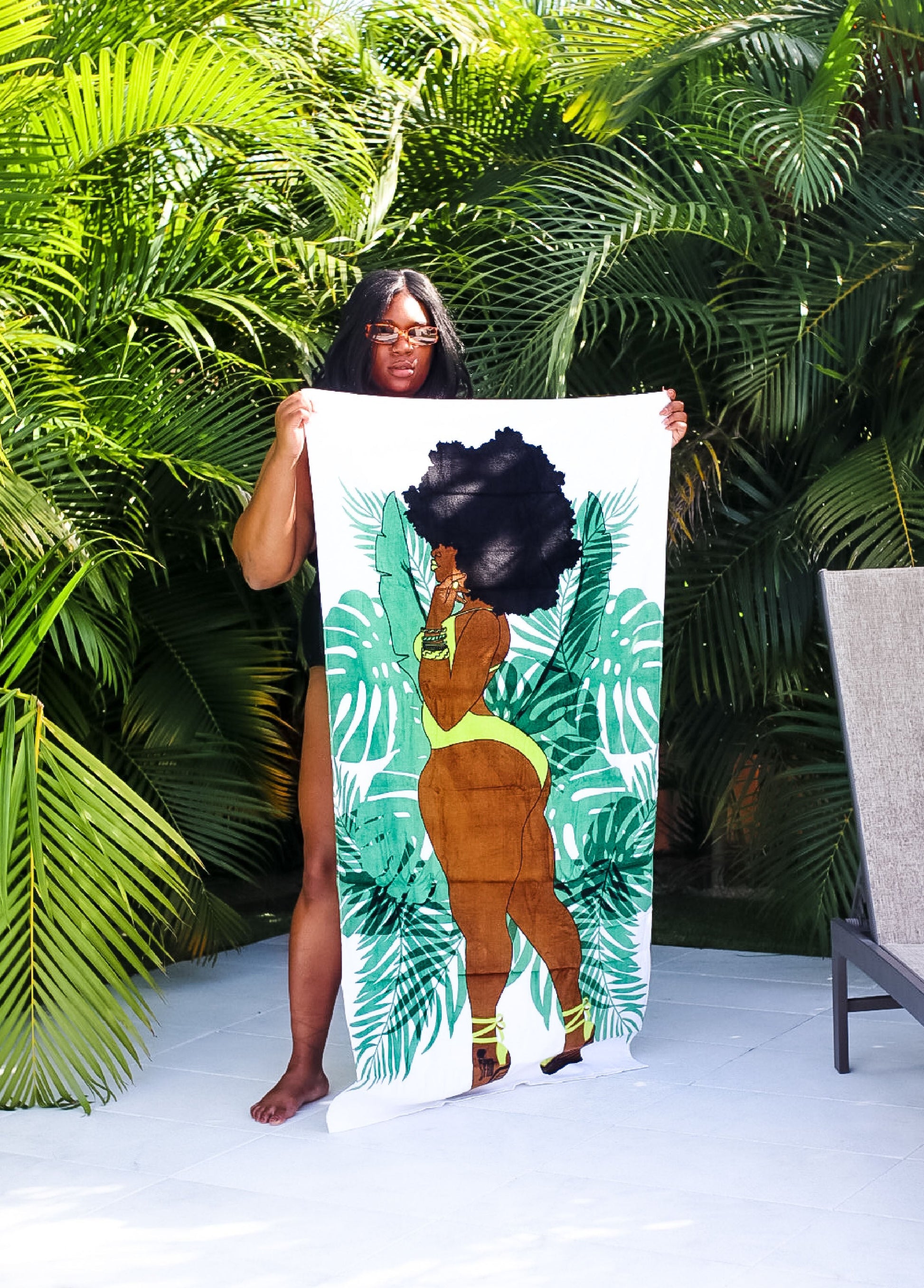 Ashley Stewart Pardon My Fro™ June Beach Towel White