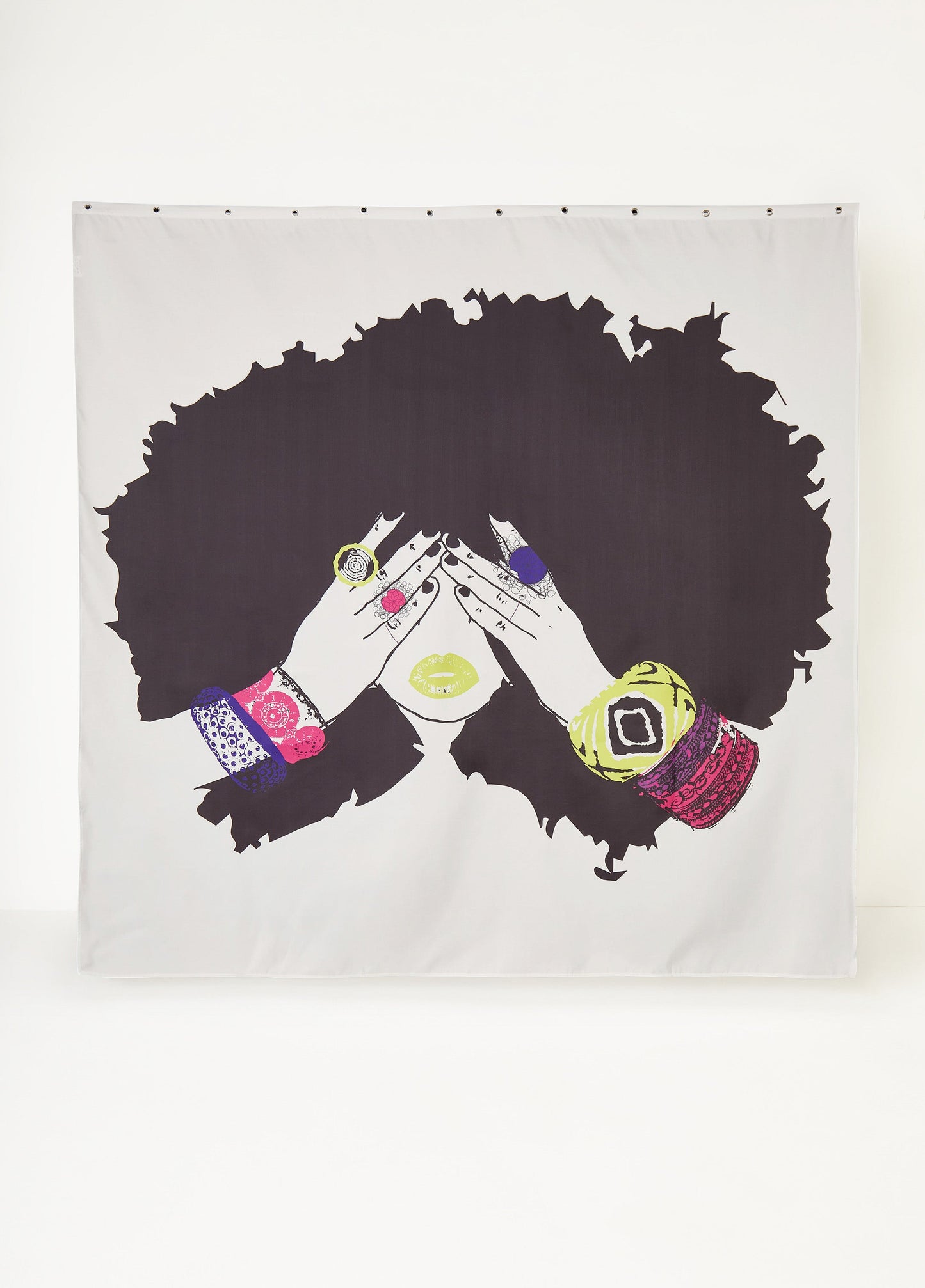 Ashley Stewart Pardon My Fro™ Shanell Shower Curtain White