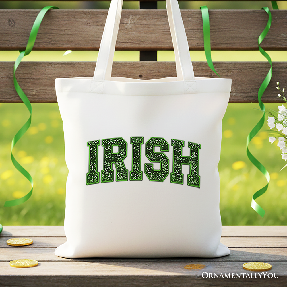 Ashley Stewart Irish Sequined Canvas Tote Bag White
