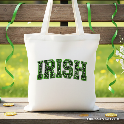 Ashley Stewart Irish Sequined Canvas Tote Bag White