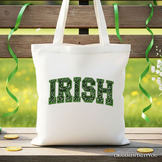Ashley Stewart Irish Sequined Canvas Tote Bag White