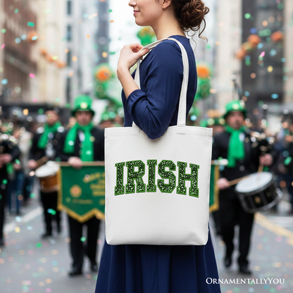 Ashley Stewart Irish Sequined Canvas Tote Bag White
