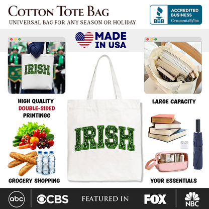 Ashley Stewart Irish Sequined Canvas Tote Bag White