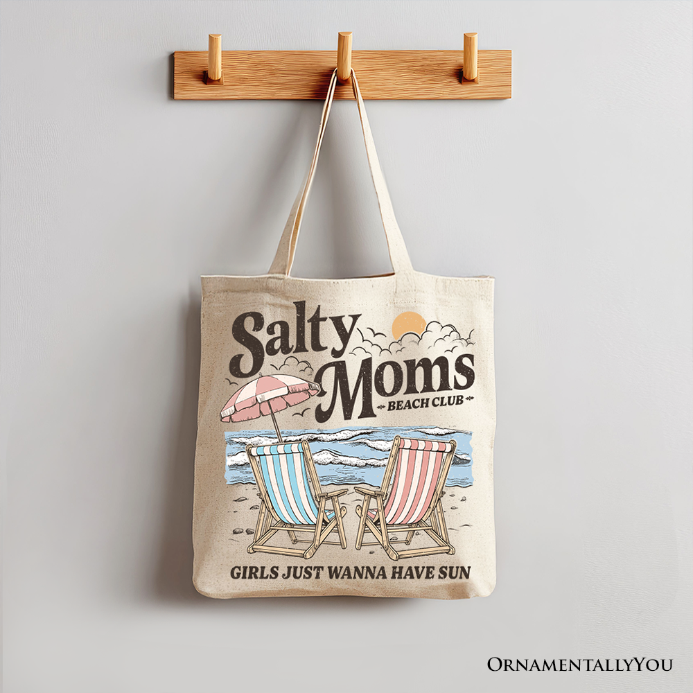 Ashley Stewart Salty Moms Beach Club Tote Bag Beige
