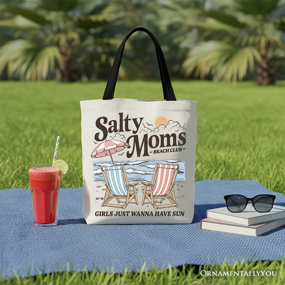 Ashley Stewart Salty Moms Beach Club Tote Bag Beige
