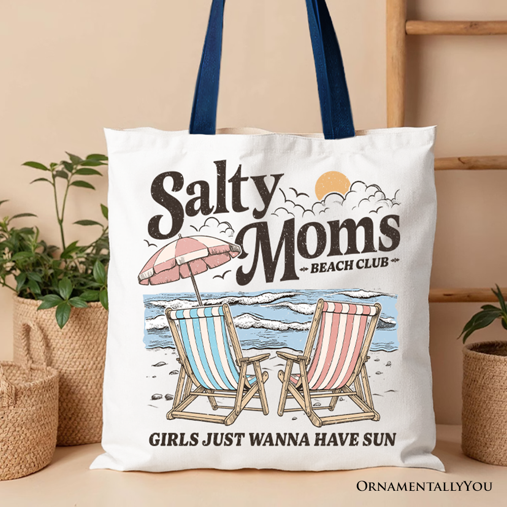 Ashley Stewart Salty Moms Beach Club Tote Bag Beige