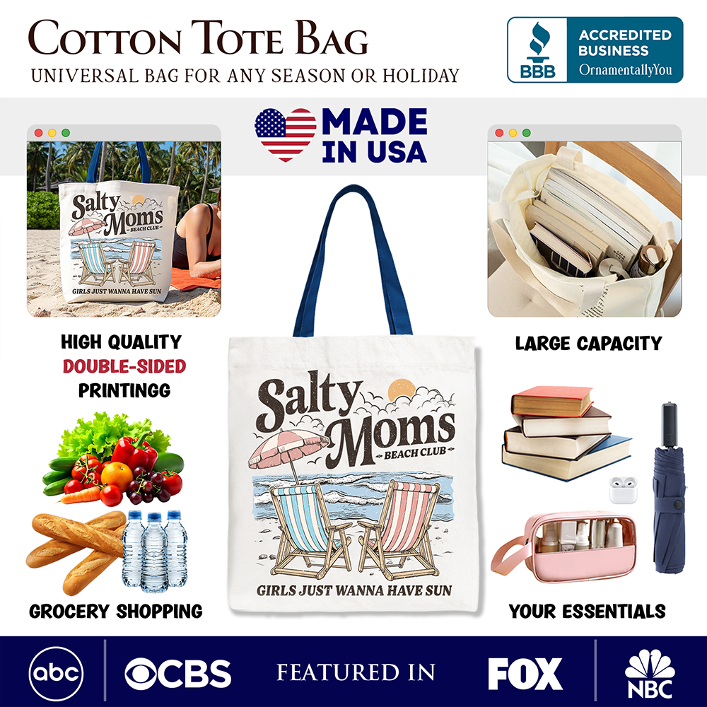 Ashley Stewart Salty Moms Beach Club Tote Bag Beige
