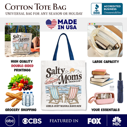 Ashley Stewart Salty Moms Beach Club Tote Bag Beige